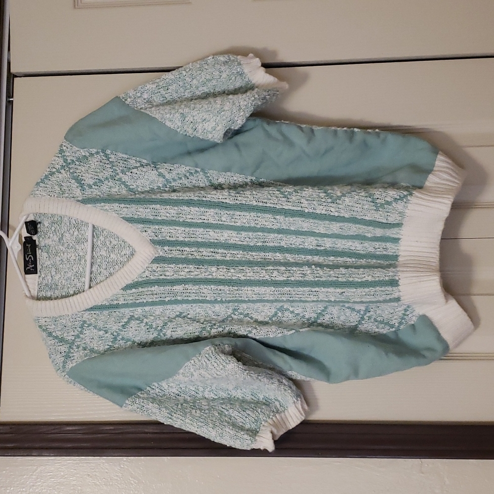 Vintage oversized fuzzy knit panel sweater